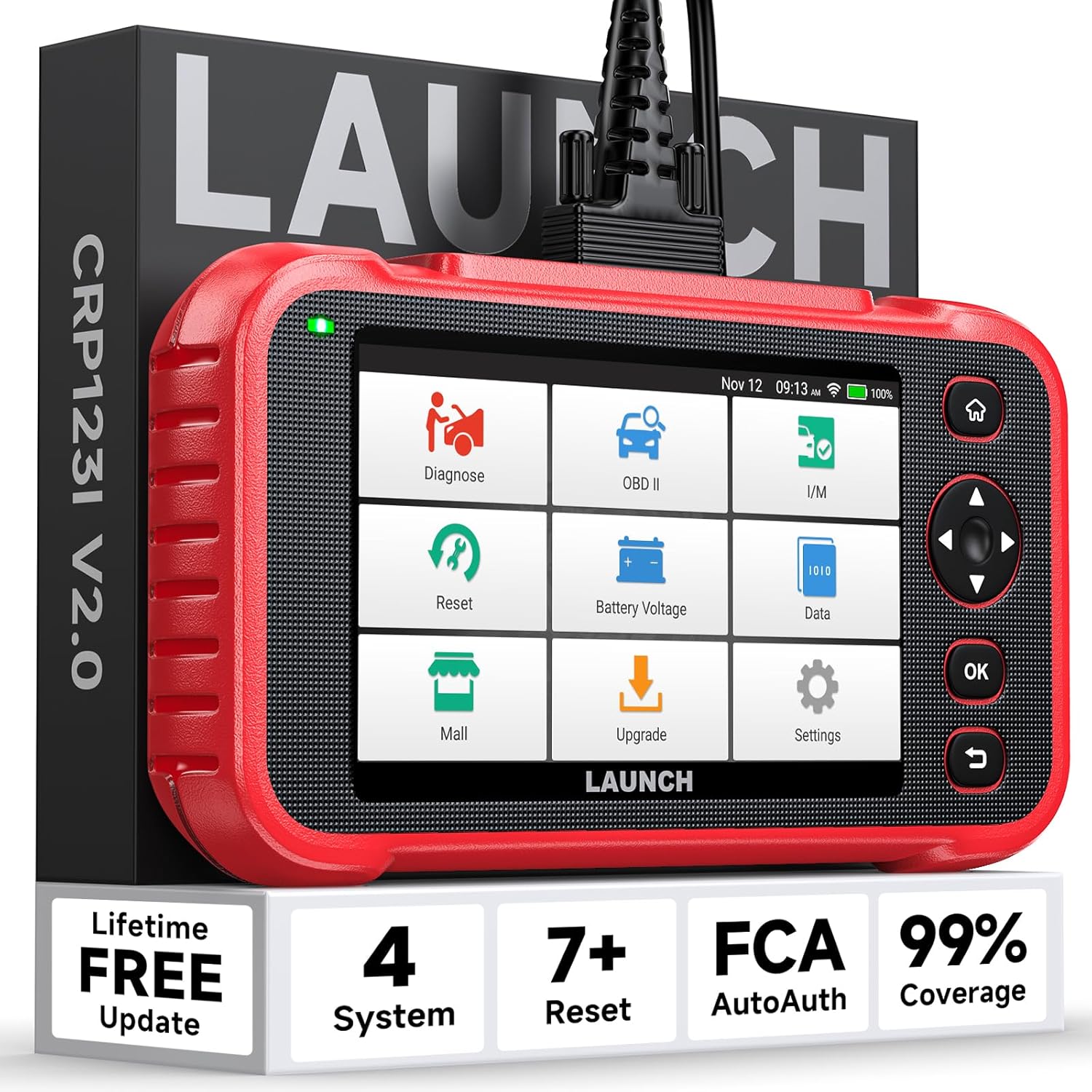 CRP123I V2.0 Elite OBD2 Scanner Diagnostic Tool, 2025 New Code Reader for Cars and Trucks, Engine ABS SRS Transmission Car Scanner, Lifetime Free Update, Oil/Epb/Dpf/Sas/Bms Throttle Relearn