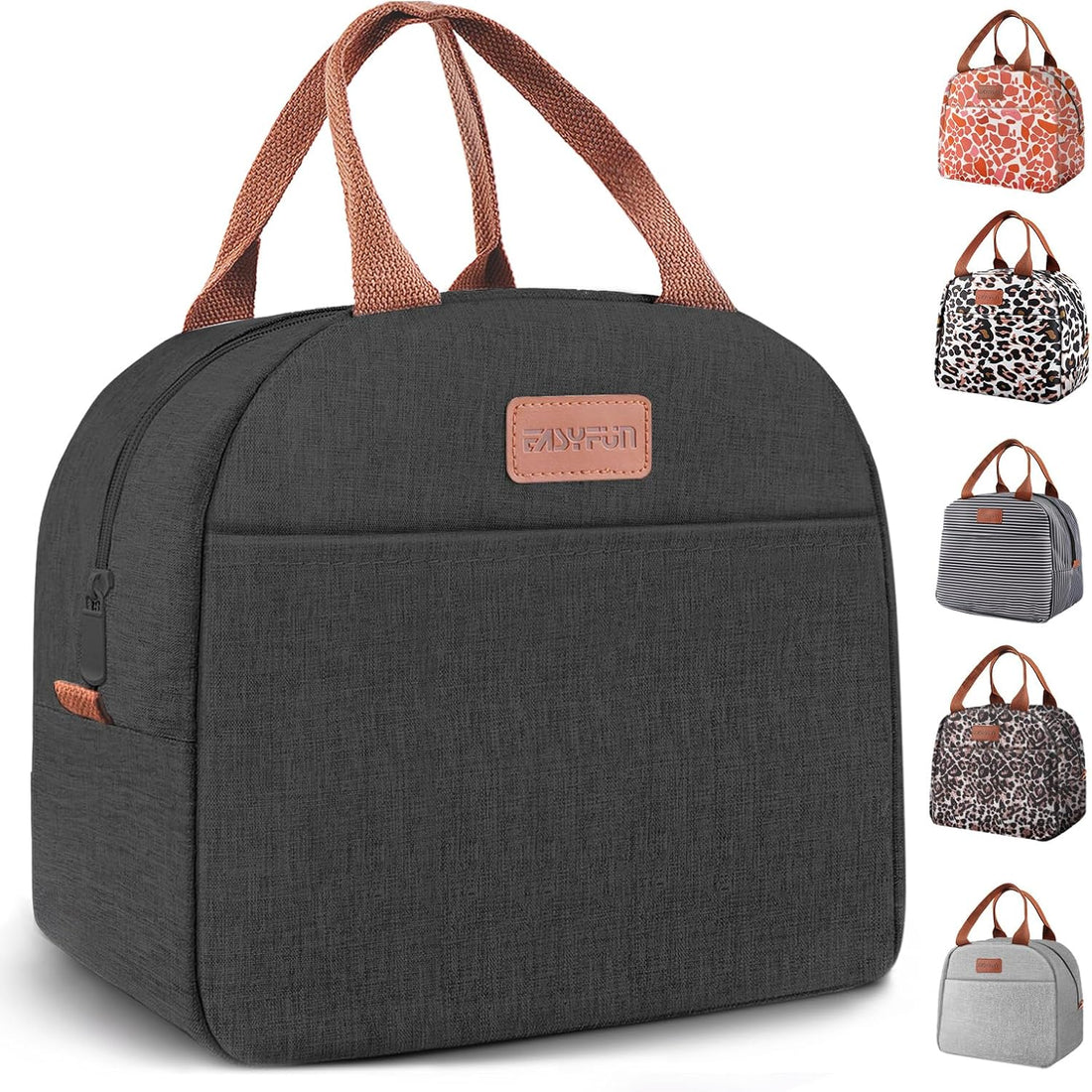 Lunch Bag for Women & Men, Adult Insulated Leakproof Lunch Box Bags with Large Capacity, Cooler Tote Bag for Work/Travel/Office/Outdoor (Black)