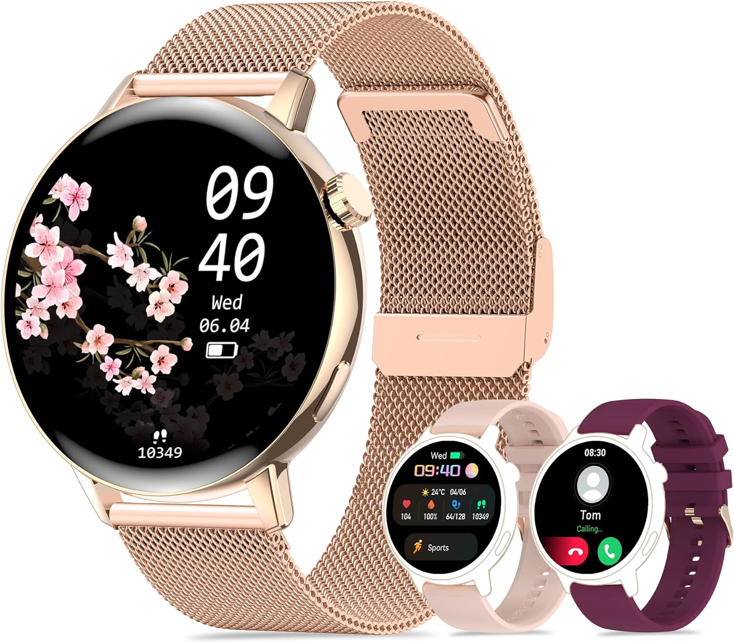 Smart Watch for Women, Bluetooth Call Fitness Tracker for Android and Ios Phones Waterproof Smartwatch with 1.32" HD Full Touch Screen AI Voice Control Heart Rate Sleep Monitor Pedometer