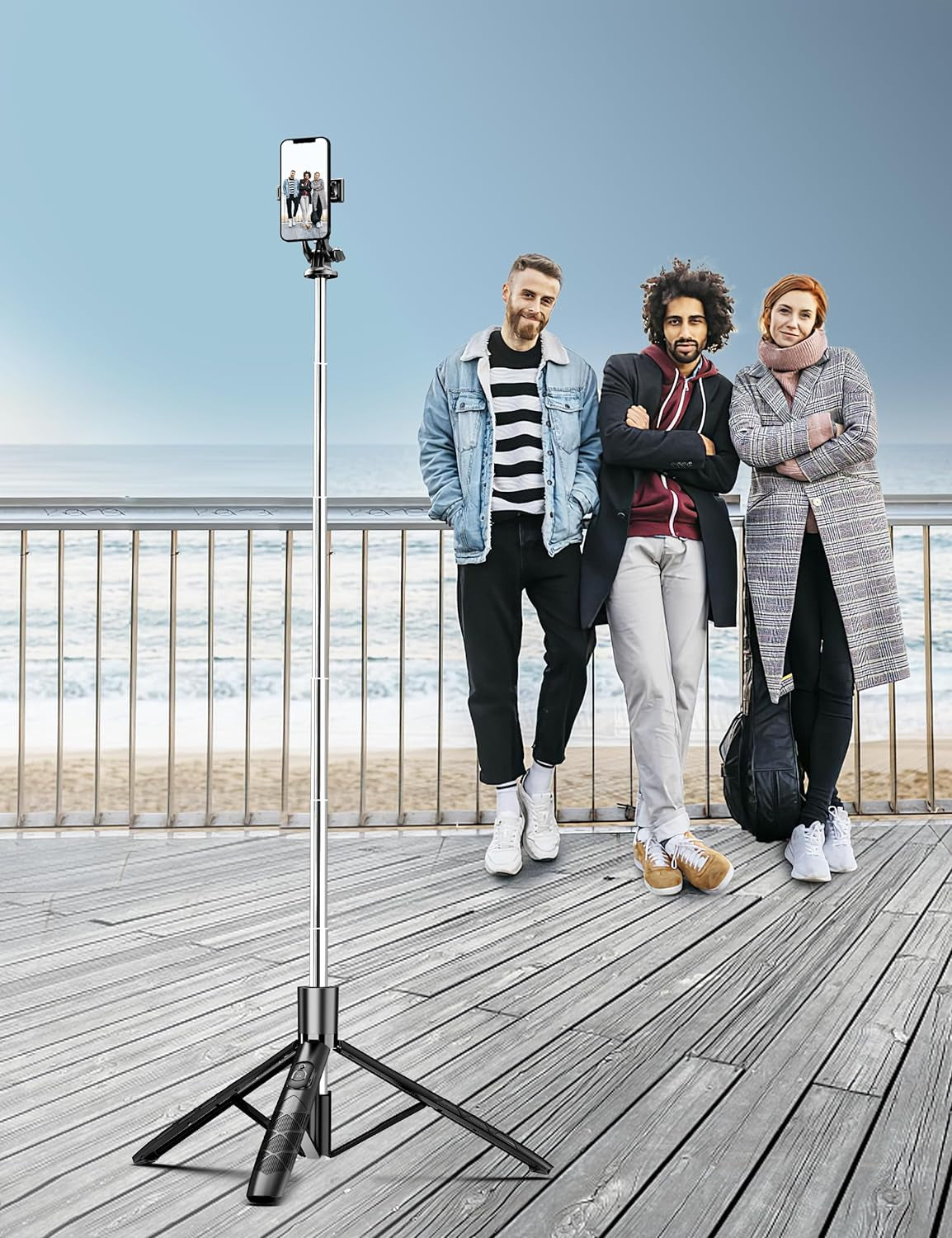 71" Phone Tripod & Selfie Stick, All in One Extendable Cell Phone Tripod with Wireless Remote, Tripods Stand for Iphone & Travel Selfie Stick 360° Rotation Compatible with Iphone Android, Camera