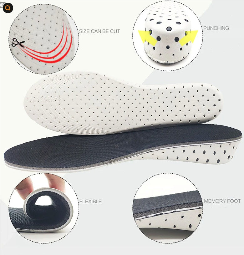 Invisible Height Increase Insoles for Men & Women – Heel Lift Shoe Inserts, Memory Foam Pads (2.3cm to 4.3cm)
