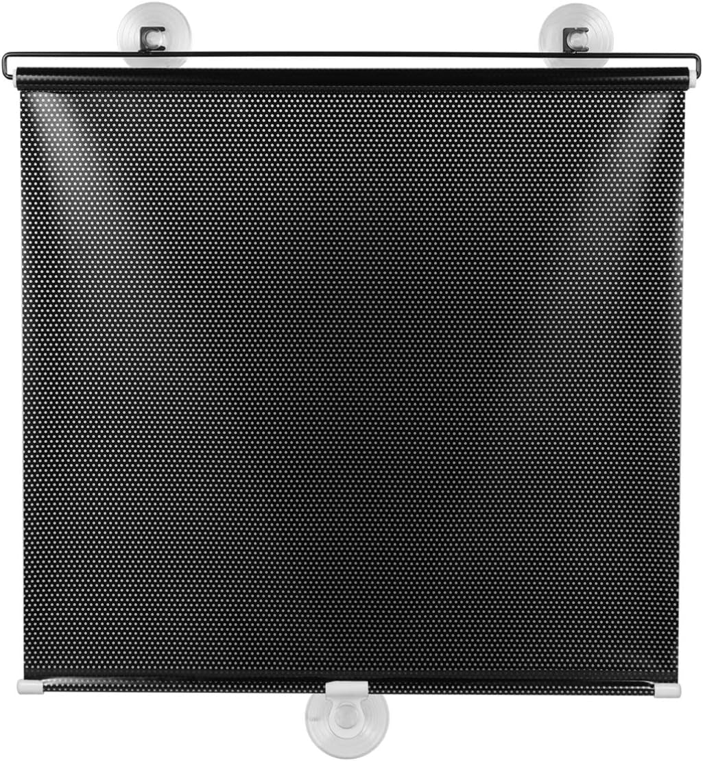 Blackout Blind Curtains with Suction Cups for Windows No Drill Cordless Blinds Temporary Portable Roller Shades UV Protection Window Shades for Home,Office,Bedroom,Door,Blackout (23''W X49''H, Black)