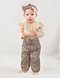 Newborn Baby Girl Clothes Ribbed Ruffle Sleeve Romper + Floral Pants + Headband Cute Infant Baby Girl Outfit 3Pcs