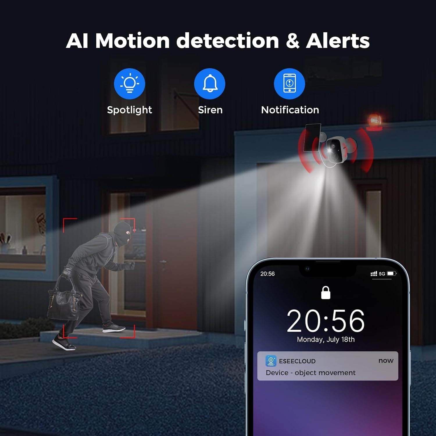 Solar Security Cameras Wireless Outdoor 2 Pack, Battery Powered 3K 4MP Wifi Cameras for Home Surveillance, PIR/AI Motion Detection, Waterproof, Color Night Vision, 2-Way Audio, Cloud/Sd Storage