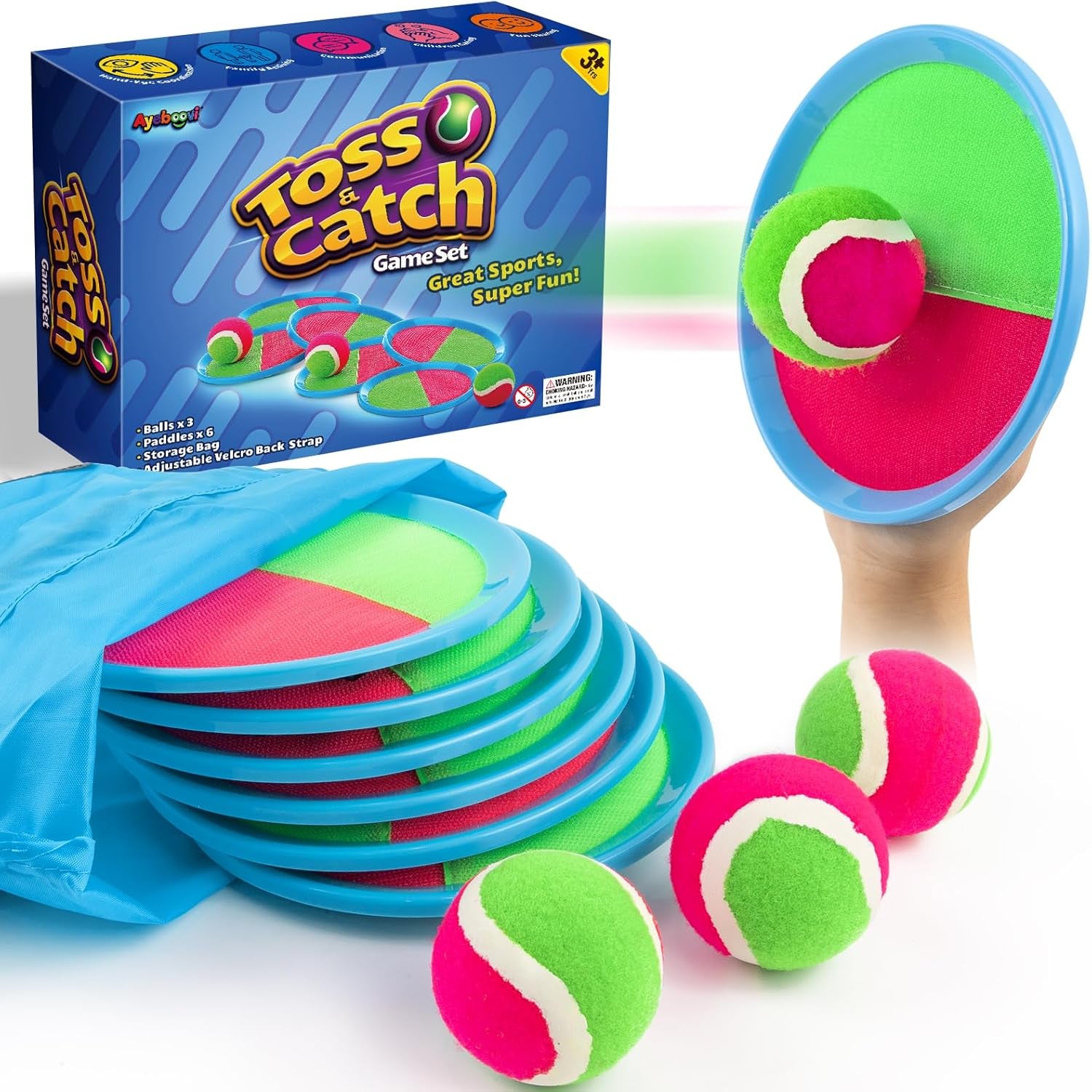 Toss and Catch Paddle Ball Game Outdoor Beach Pool Sand Toys outside Lawn Yard Games for 3 4 5 6 7 8 9 10 11 12 Year Olds Girls Boys Toys Birthday Gift (2 Paddles 2 Balls)