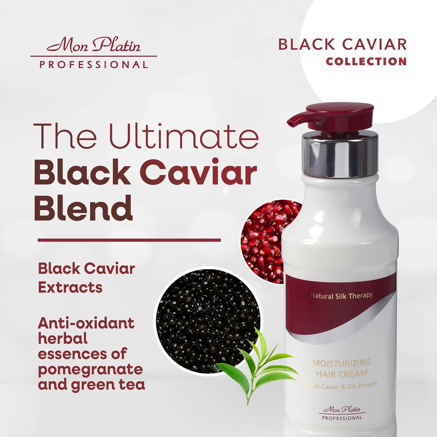 Black Caviar Luxurious Nourishing Styling Cream for Smooth & Shiny Hair, Ultimate Hair Care with Silk Protein & Antioxidant Herbal Essences 400Ml
