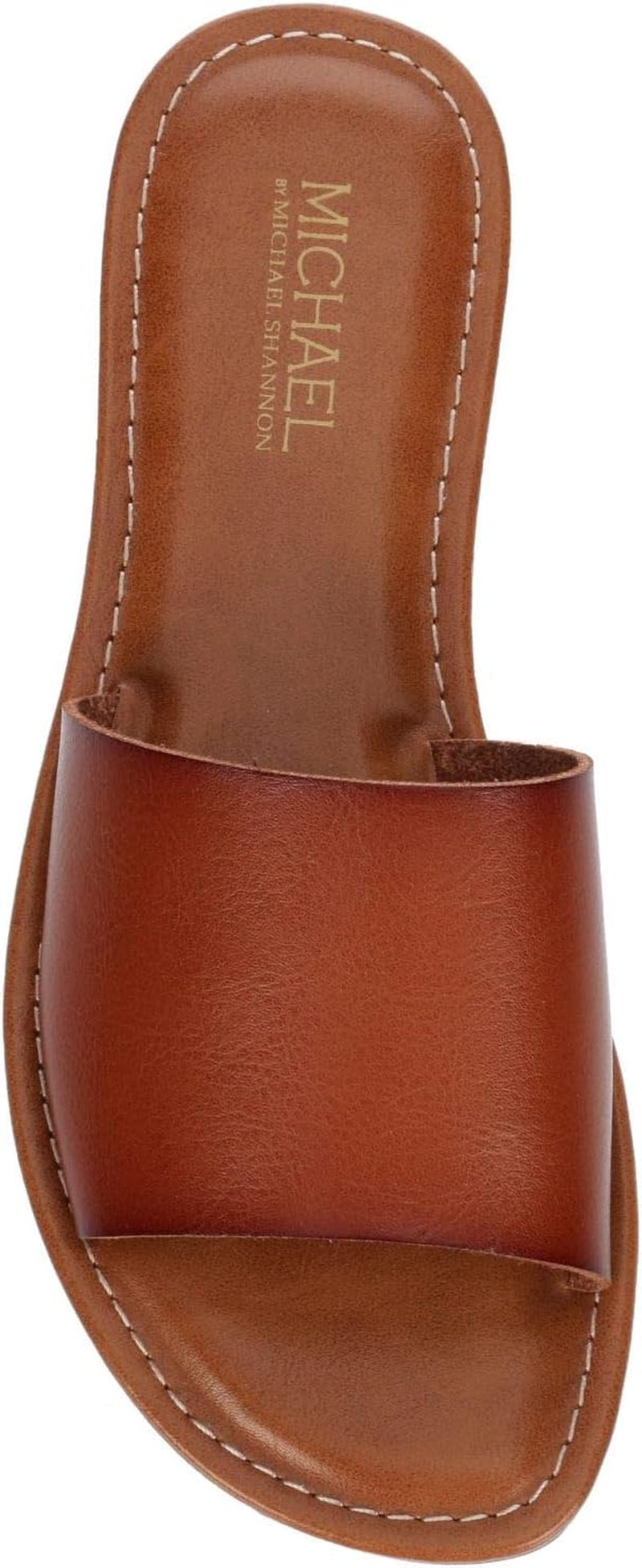 Demi - Women'S One Band Faux Leather Slip on Flat Slide Sandals