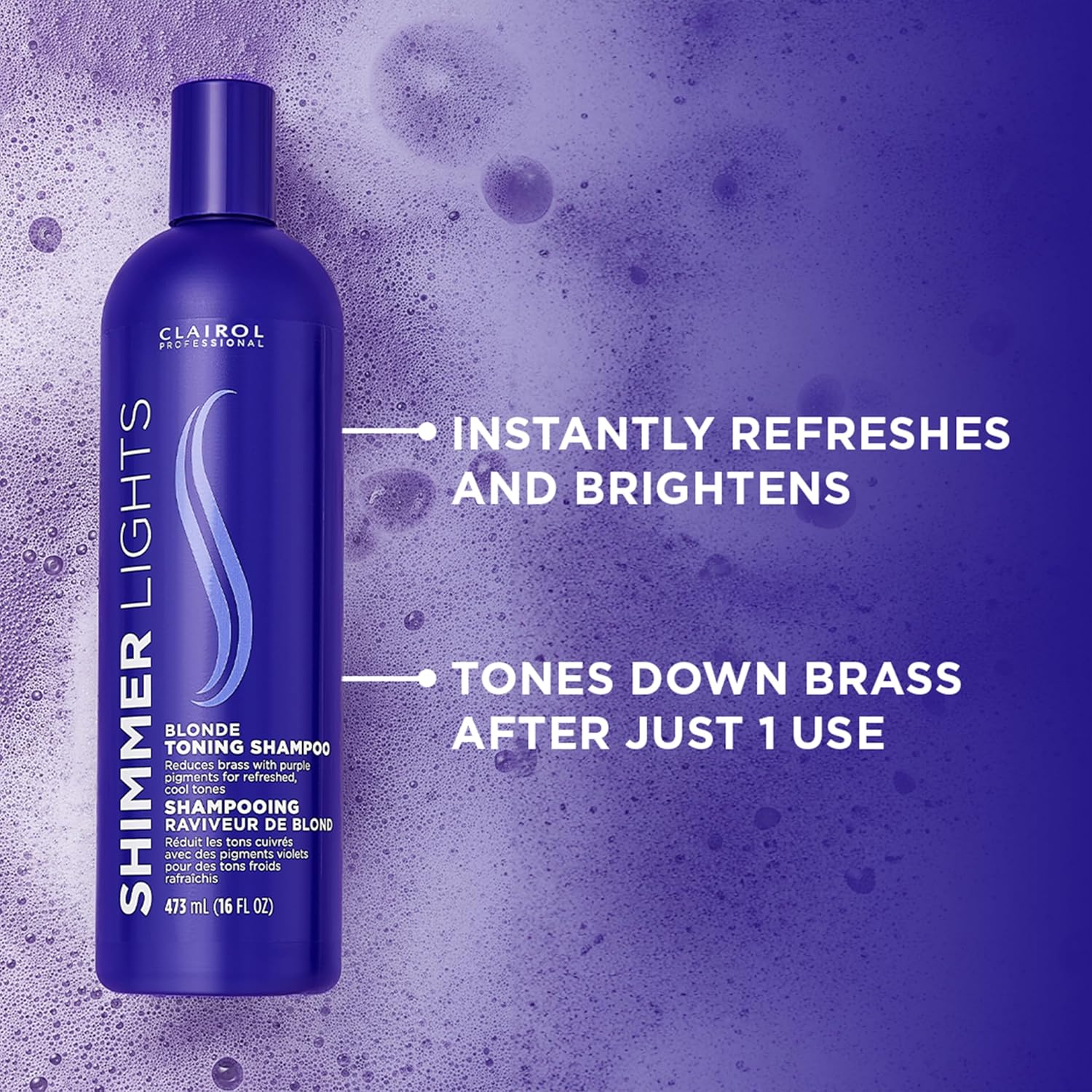 Shimmer Lights Purple Shampoo | Neutralizes Brass & Yellow Tones | for Blonde, Silver, Gray & Highlighted Hair