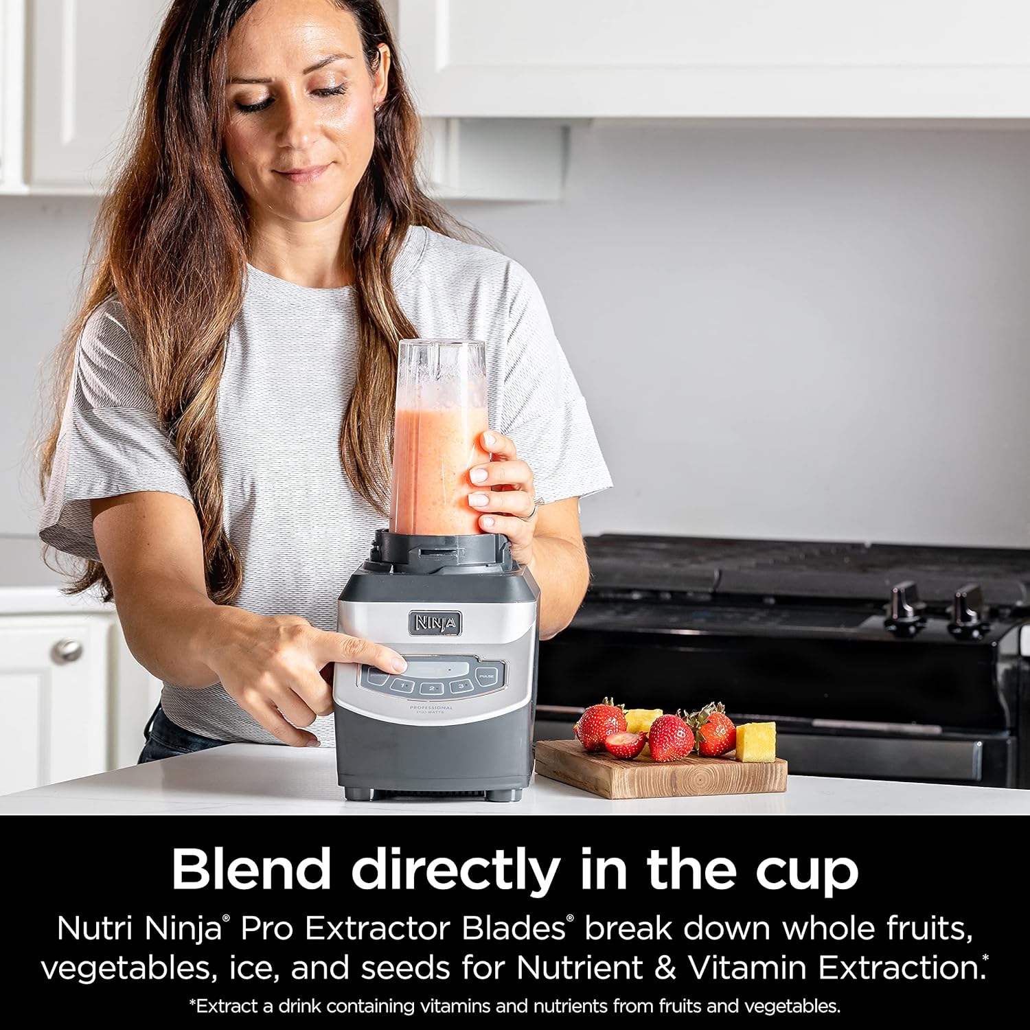 BL660 Professional Compact Smoothie & Food Processing Blender, 1100-Watts, 3 Functions -For Frozen Drinks, Smoothies, Sauces, & More, 72-Oz.* Pitcher, (2) 16-Oz. To-Go Cups & Spout Lids, Gray