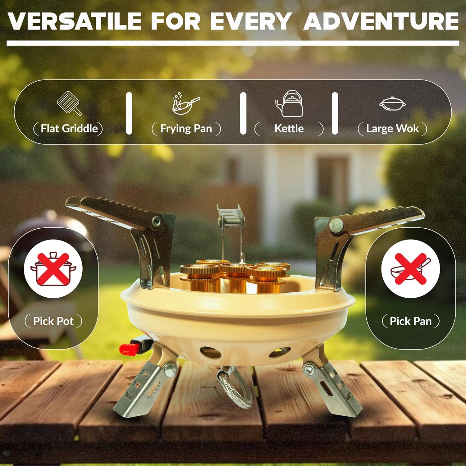 54,500 BTU Multi-Fuel Portable Camping Stove – 16,000W Collapsible Windproof Burner with Fuel Canister Adapter & Carrying Case for Outdoor Cooking, Backpacking & Emergency Use