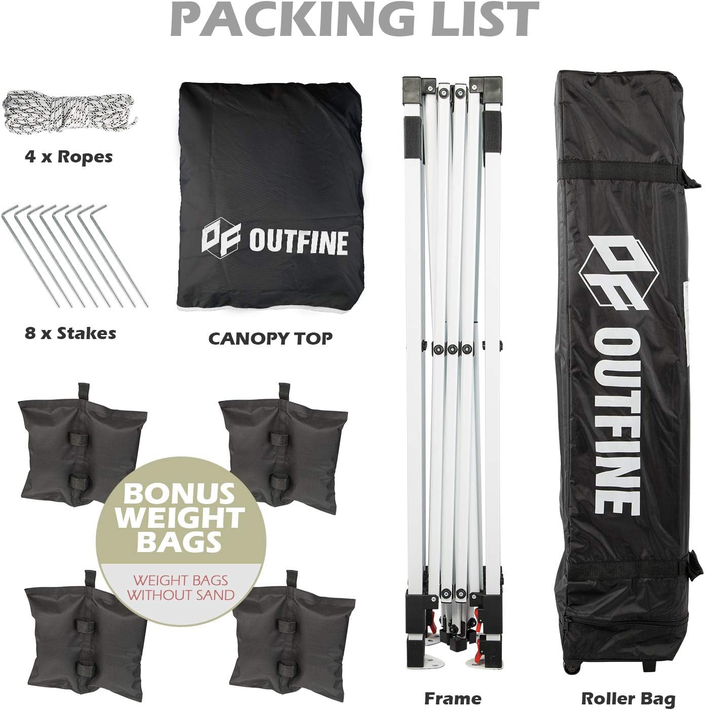 Custom canopy tent 10x10 with wheeled bag and sandbags