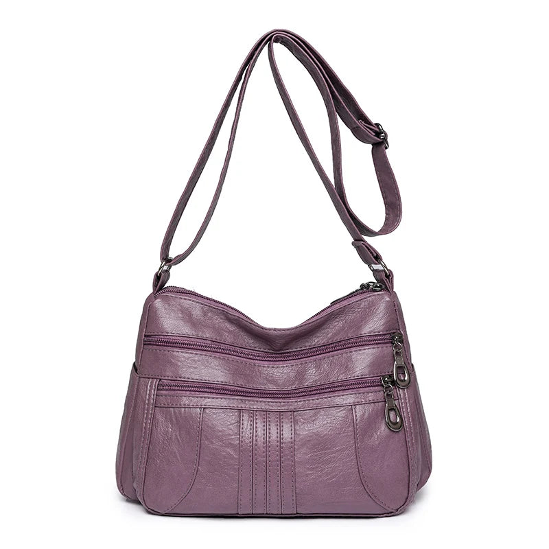 Multiple Pockets Soft Leather Hand Bags for Women Luxury Handbags Women Bags Designer Shoulder Crossbody Bags with Free Shipping