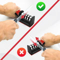 Knife Sharpeners for Kitchen Knives– Stainless Steel 4 In1 Kitchen Knife Sharpener – Ergonomic and Easy to Use Knife Sharpening Kit with 4 Stage Sharpening Slots Black