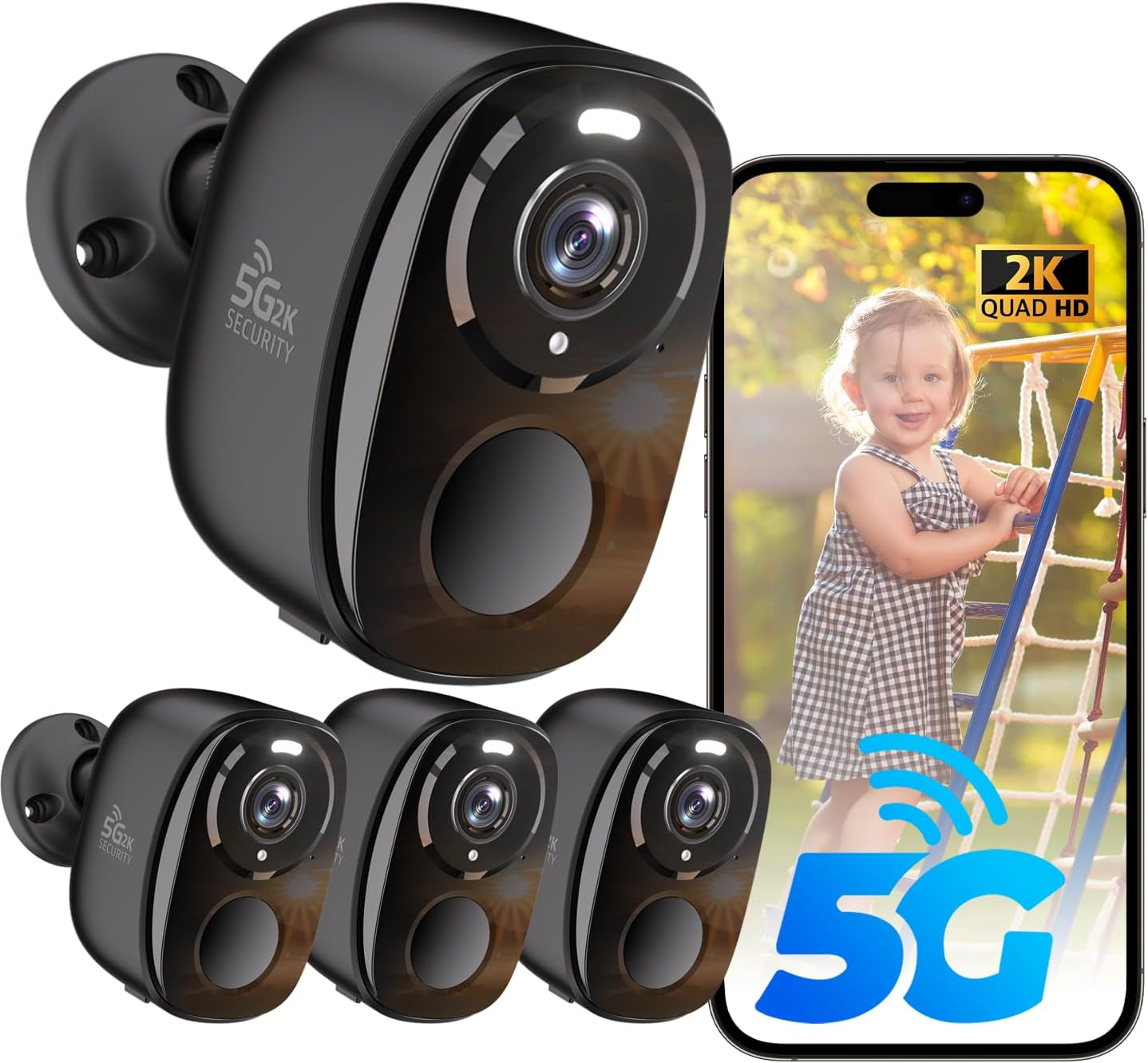 5G/2.4G Wifi Security Cameras Wireless Outdoor , 2K Battery Powered Wifi Cameras with AI Motion Detection Spotlight Siren,Color Night Vision, 2-Way Talk, Waterproof, Cloud/Sd Storage, Works W/Alexa