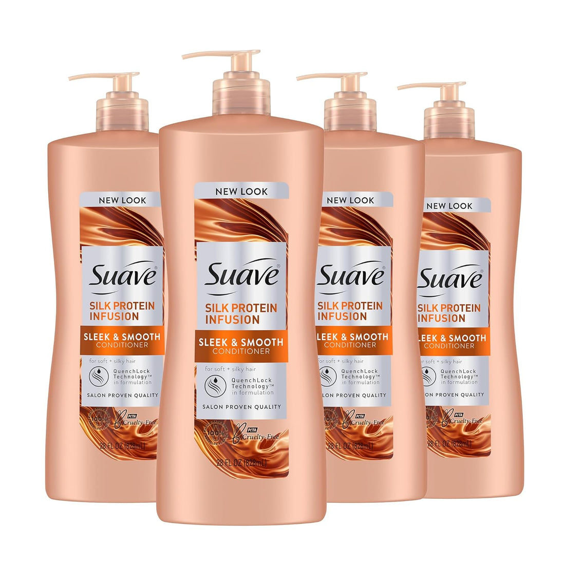 Silk Protein Infusion Conditioner, Sleek and Smooth, for Soft Hair and Frizz Control, 28 Oz Pack of 4