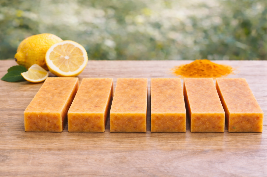 Free Shipping 6 Lemon Turmeric & Kojic Acid Brightening Soap