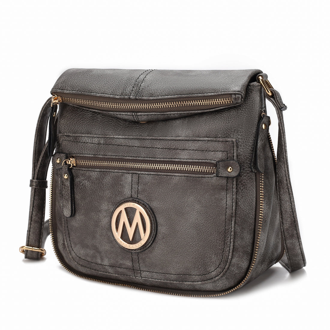 Luciana Women'S Crossbody Bag, Vegan Leather Shoulder Bag Handbag Purse for Travel, Work and School by Mia K - Pewter