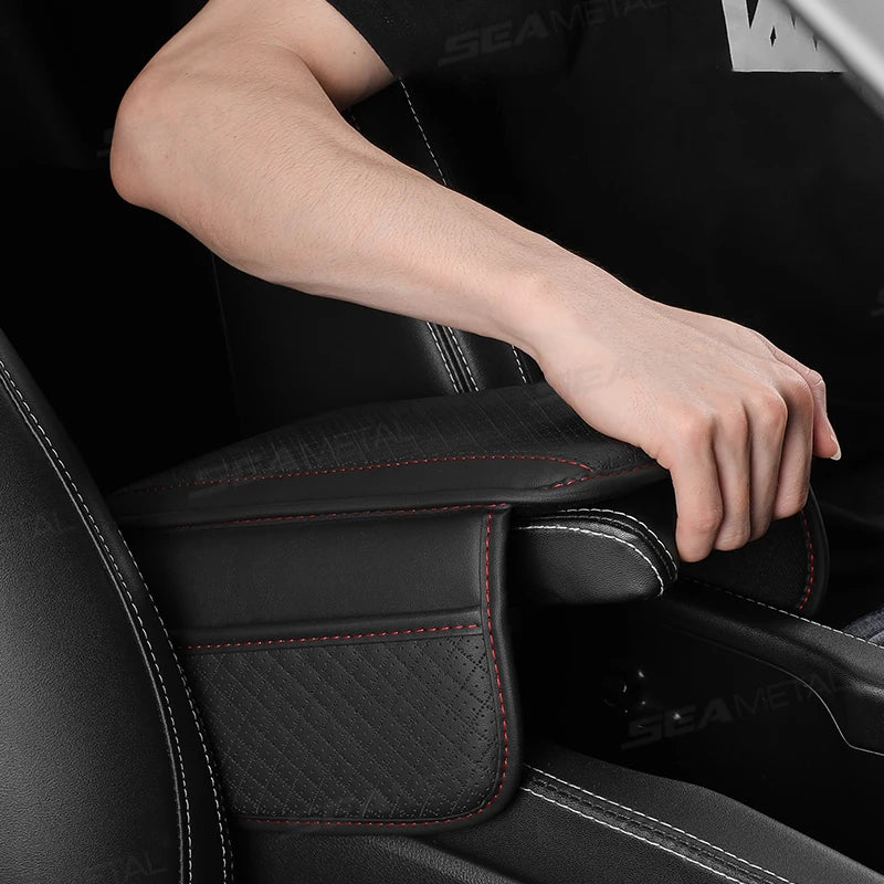 SEAMETAL Car Arm Rest Cushion Universal Center Console Protection Cover Anti Scratch Auto Armrest Box Pad with Storage Pocket