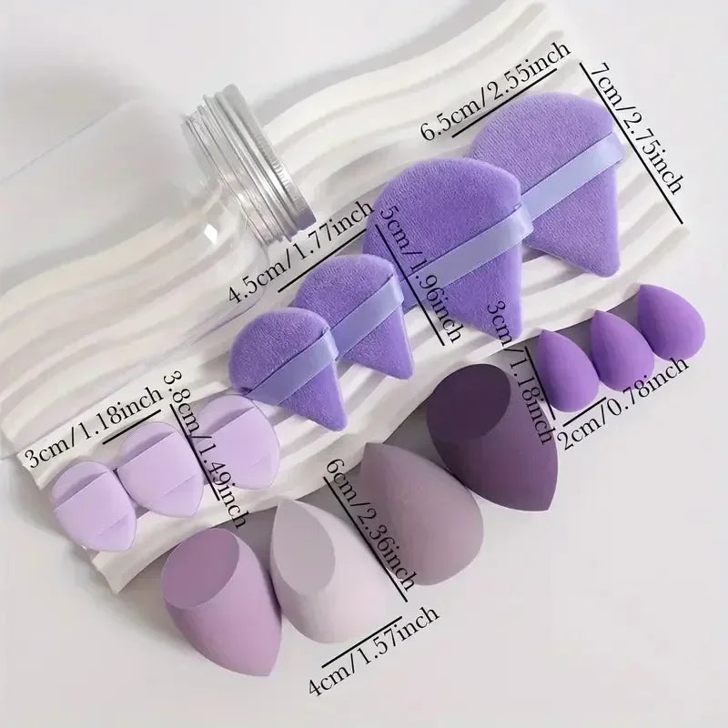 14Pc Makeup Sponge Set with Storage Jar, Velvet Beauty Sponge, Makeup Sponge Finger Puff, Foundation Cosmetic Puffs