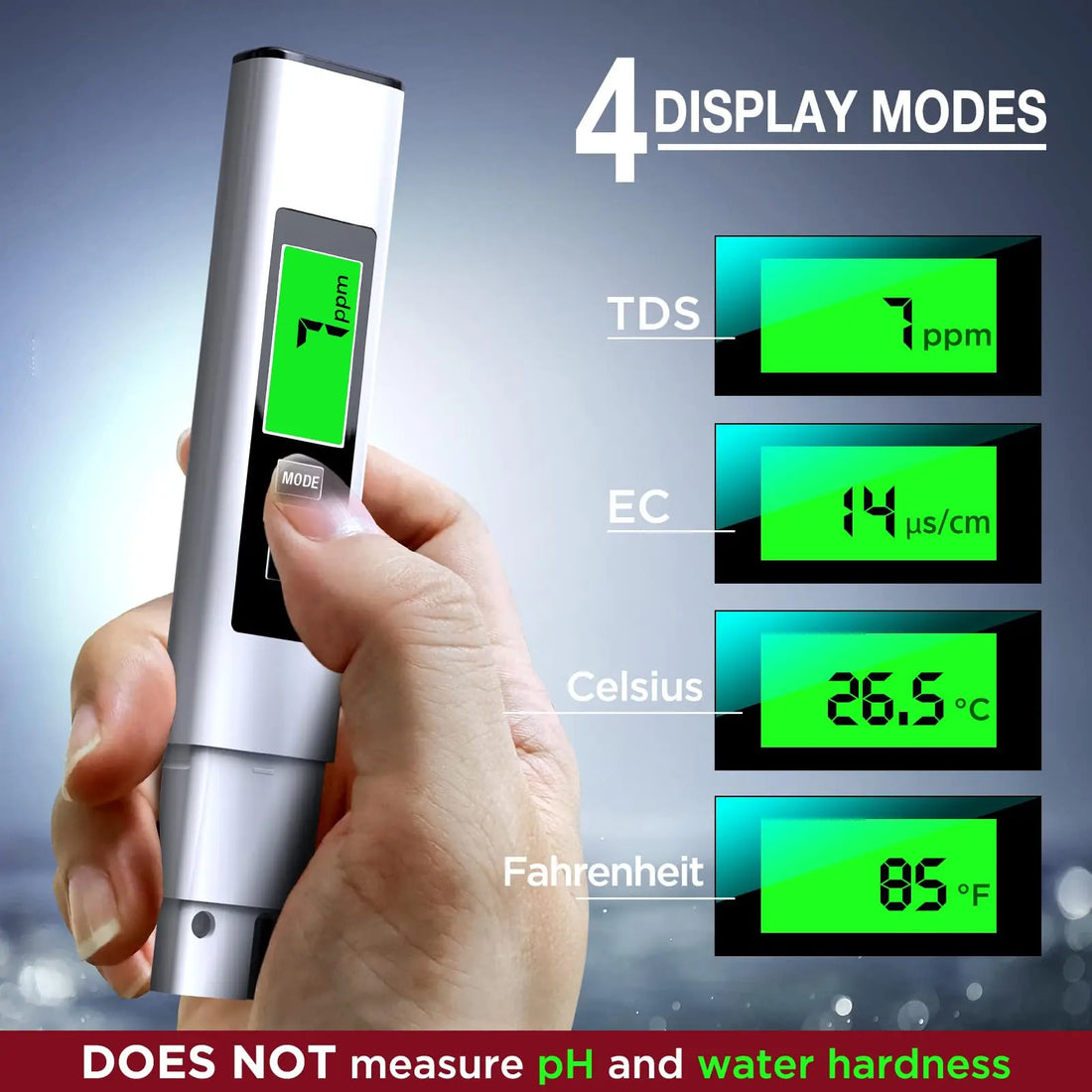 3 in 1 TDS Meter Digital Water Quality Tester, EC/Temperature 0-9990 ppm, Portable with Carrying Leather Case for Drinking