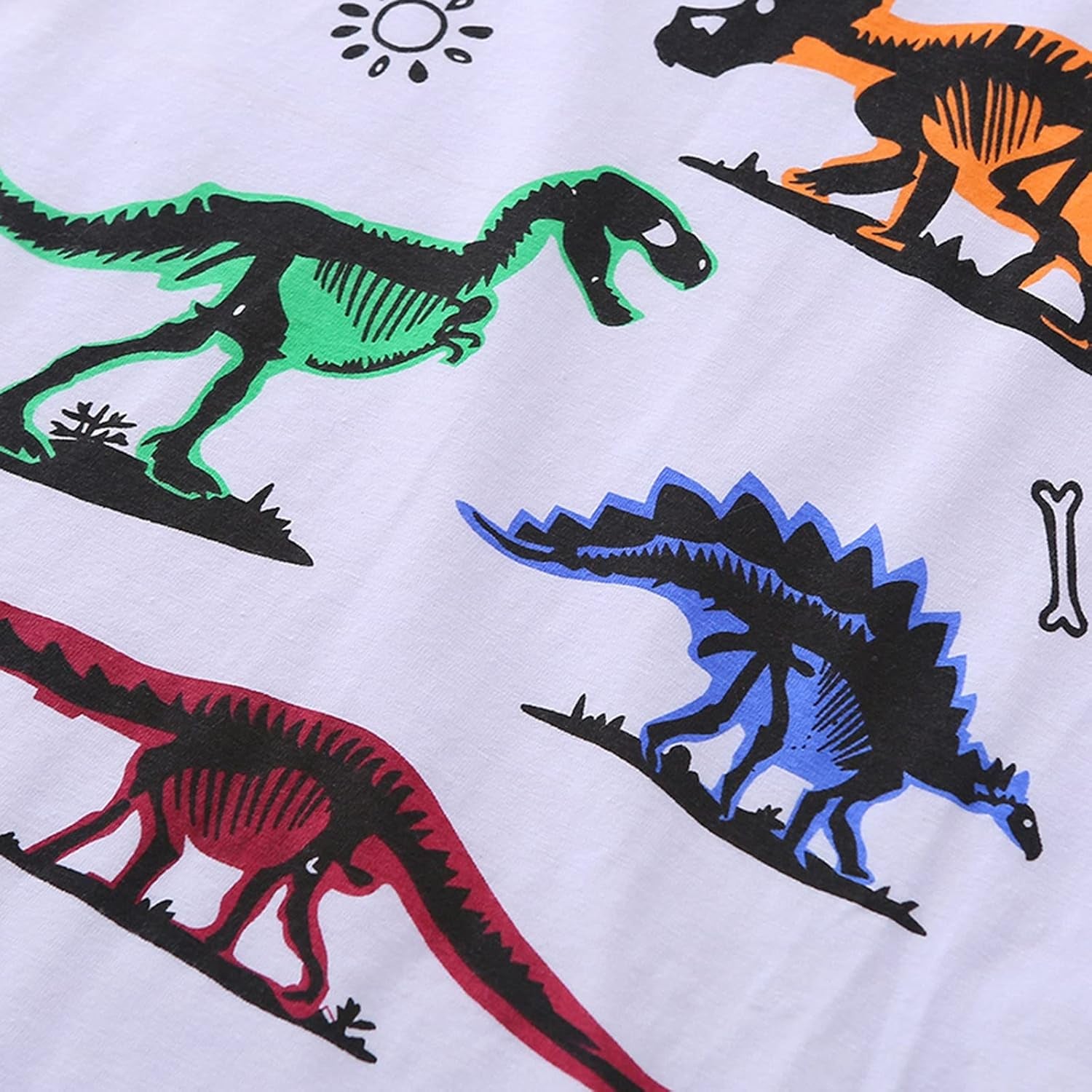 Kids Clothes Set,1-8Years Old Kids Boys Girls Long Sleeve Dinosaur Printed Top and Pants Set Outfit (White-02#, 5-6 Years)