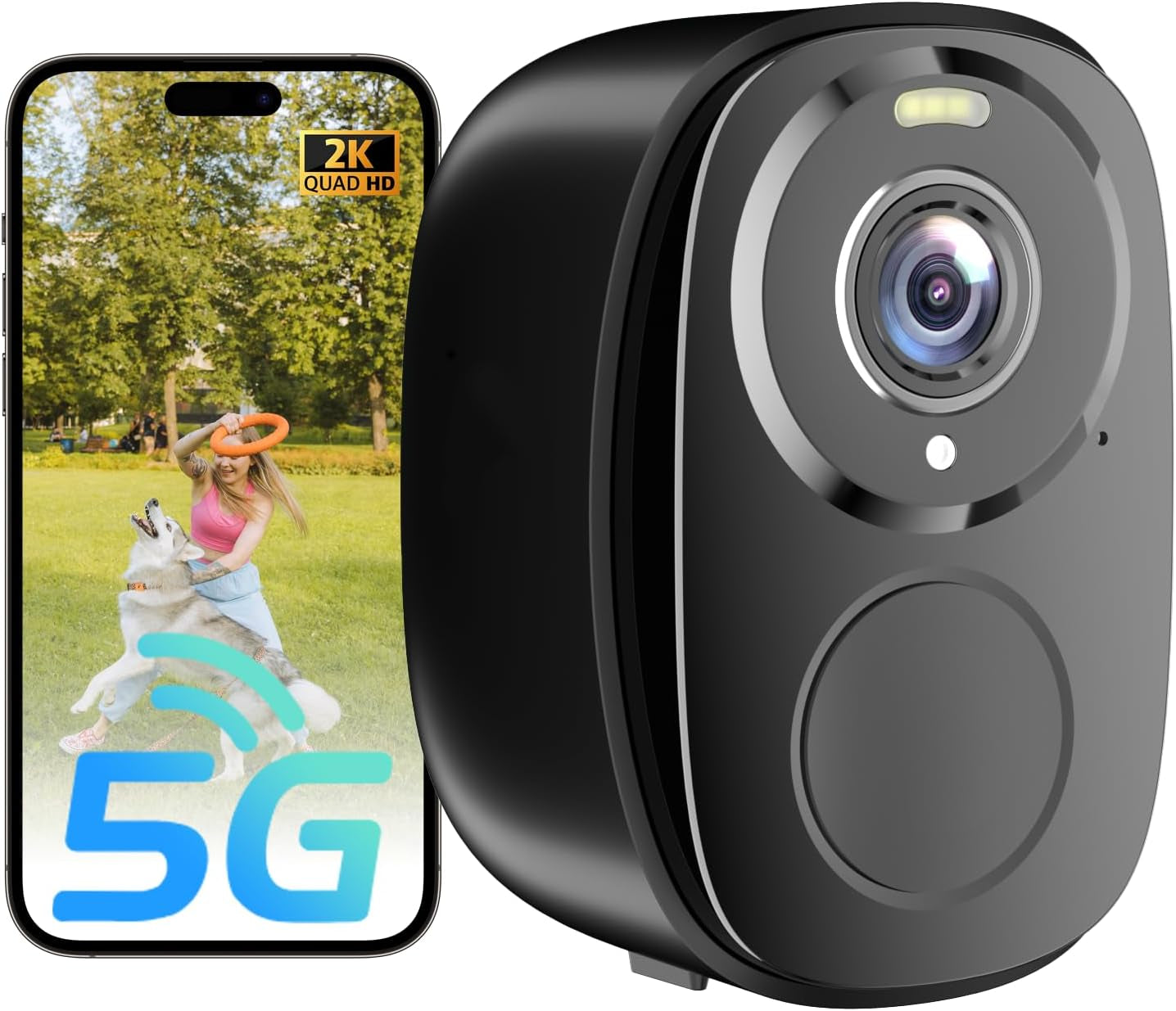 5G/2.4G Wifi Security Cameras Wireless Outdoor , 2K Battery Powered Wifi Cameras with AI Motion Detection Spotlight Siren,Color Night Vision, 2-Way Talk, Waterproof, Cloud/Sd Storage, Works W/Alexa
