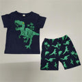 2023 Toddler Kids Boys Summer Short Sleeve Dinosaur T Shirts Tops Shorts Outfits Clothes Set 2 to 7 (1-Green, 3 Years)
