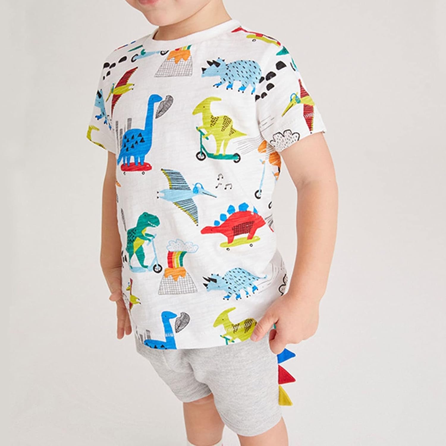 Cute Children Clothes Set Children'S Clothing Short Sleeved Suit Summer Boys' Short Sleeved Colorful (White, 3-4 Years)