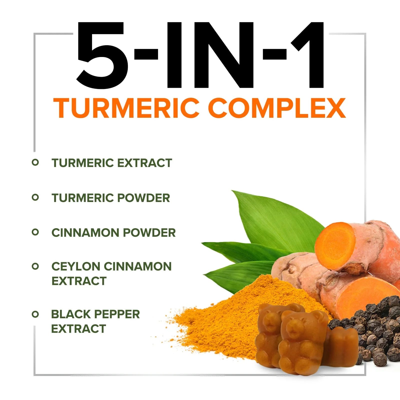 Turmeric Curcumin Gummies 95% Curcuminoids with Cinnamon, Ginger & Black Pepper Extract for Max Absorption Joint Support Supplement, Nature'S Herbal Turmeric Gummy Pills, Vegan Non-Gmo - 60 Gummies