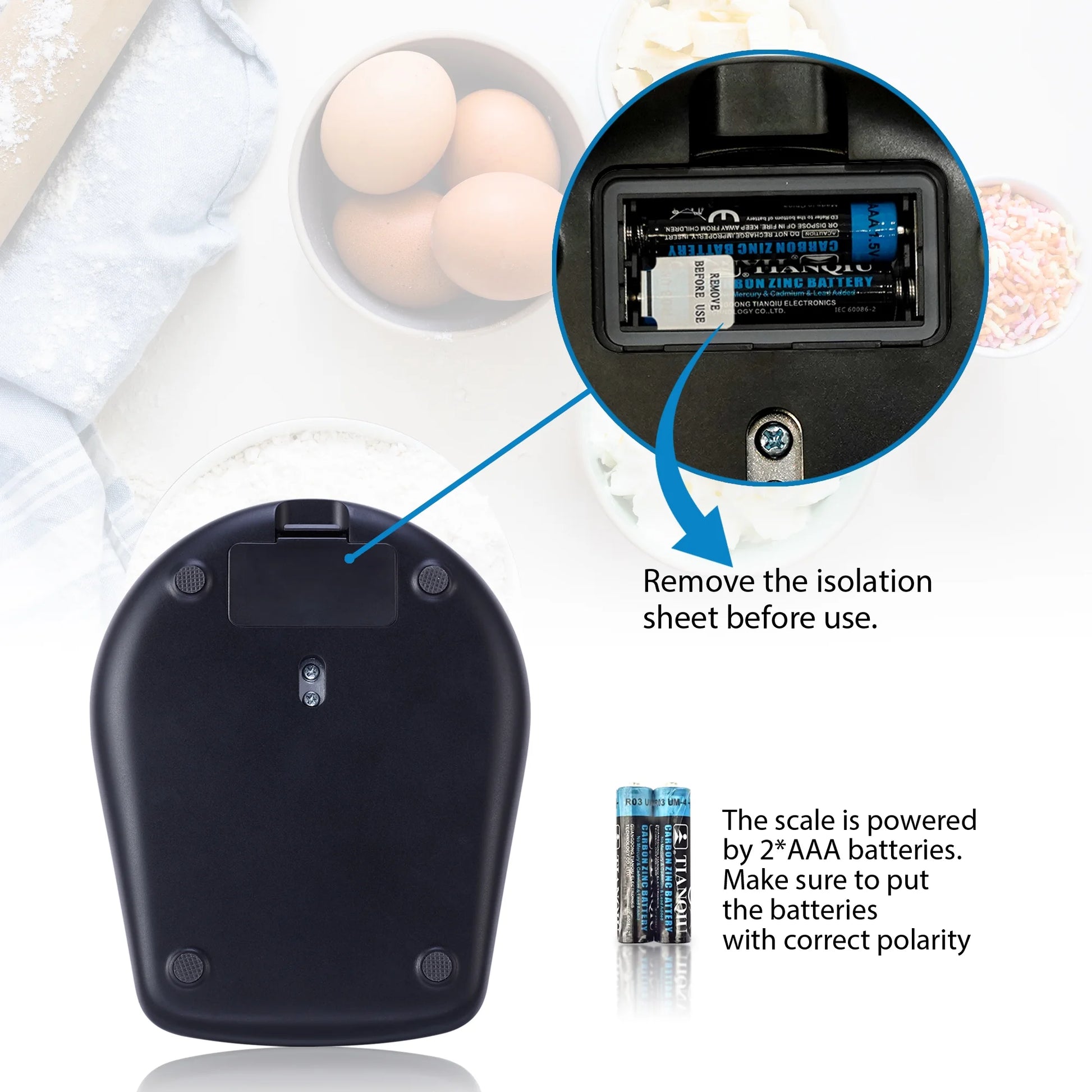 Waterproof Digital Kitchen Scale with Blue Backlit, Black