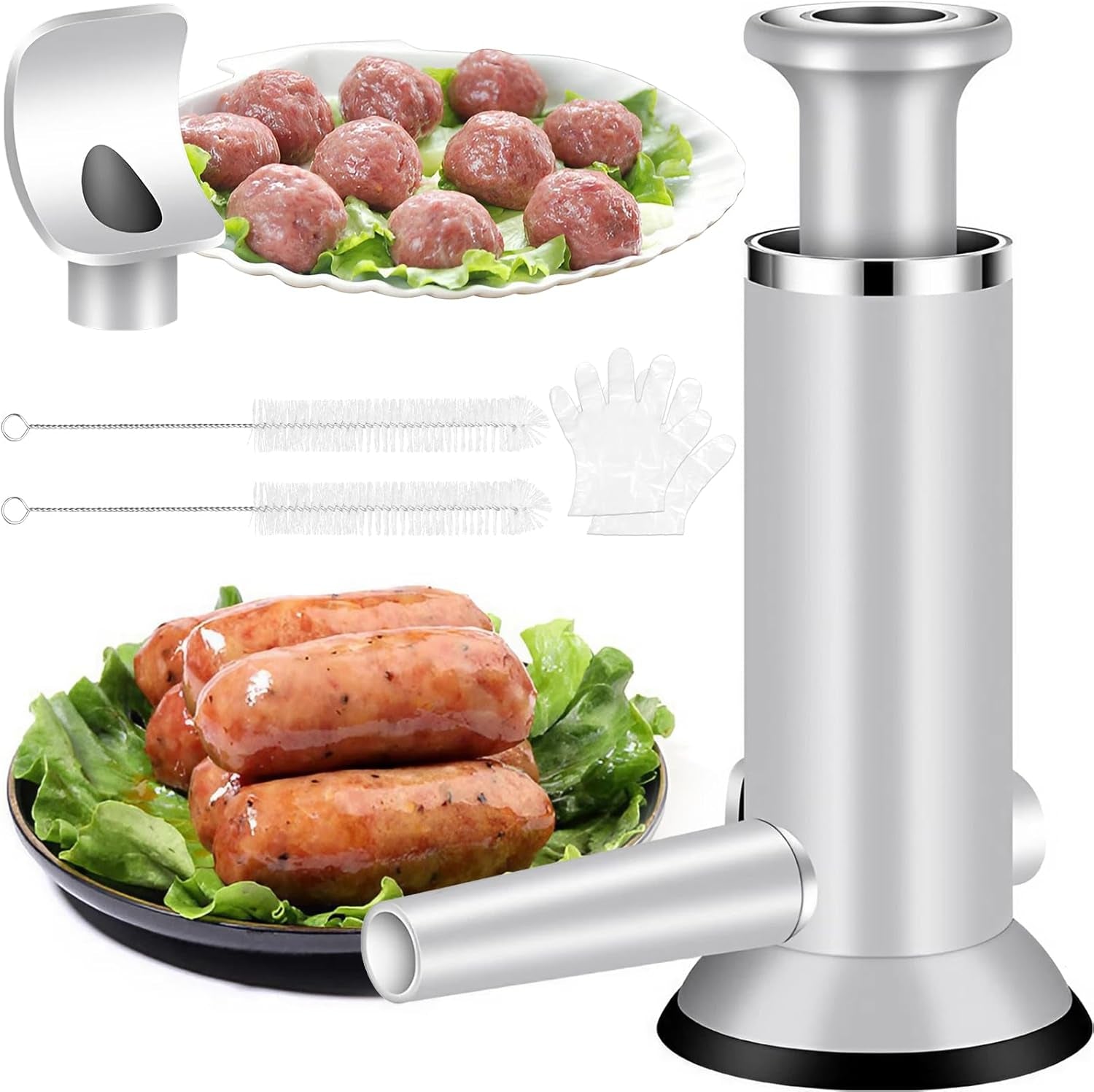 Sausage Stuffer Machine Vertical Sausage Maker, 2025 New Stainless Steel Homemade Sausage Maker W/4 Stuffing Tubes, Manual Sausage Stuffer Meat Filling for Household Kitchen, 2.2LBS Large Capacity