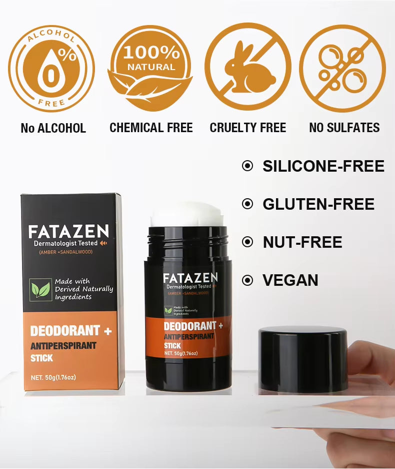 Natural Herbal Deodorant Stick – Vegan Antiperspirant Balm with Sandalwood & Amber, Sweat & Odor Control