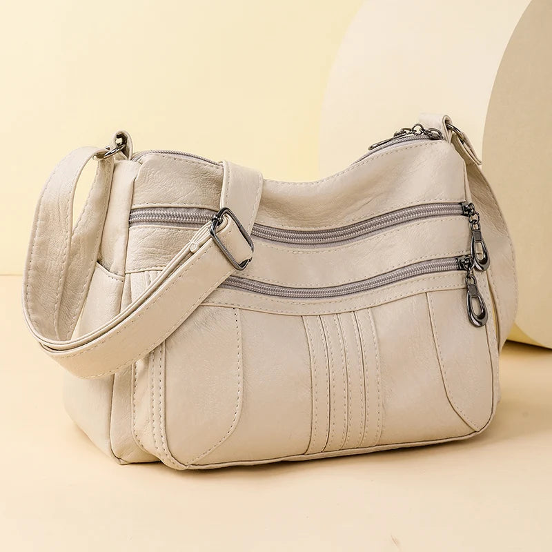 Multiple Pockets Soft Leather Hand Bags for Women Luxury Handbags Women Bags Designer Shoulder Crossbody Bags with Free Shipping