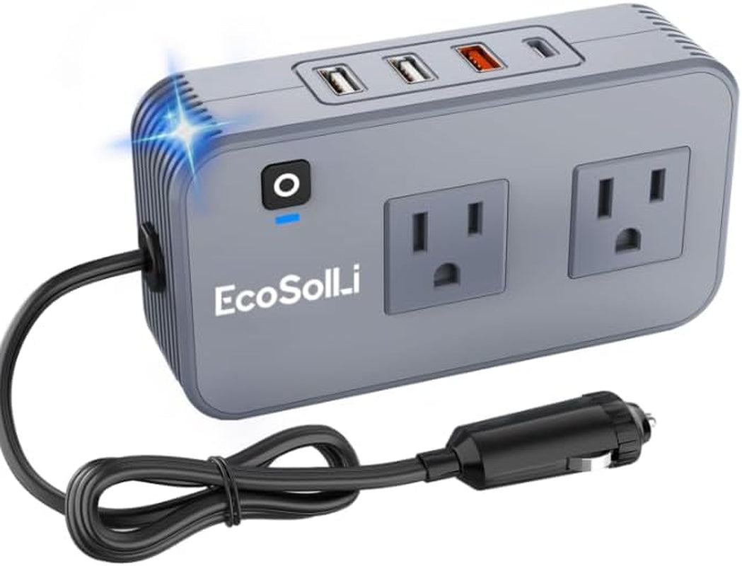 200W Car Power Inverter 12V DC to 110V AC Car Converter with 20W USB-C & 18W USB-QC Ports Car Laptop Charger, Car Adapter for Plug Outlet for Laptop Vehicles Camping Road Trip