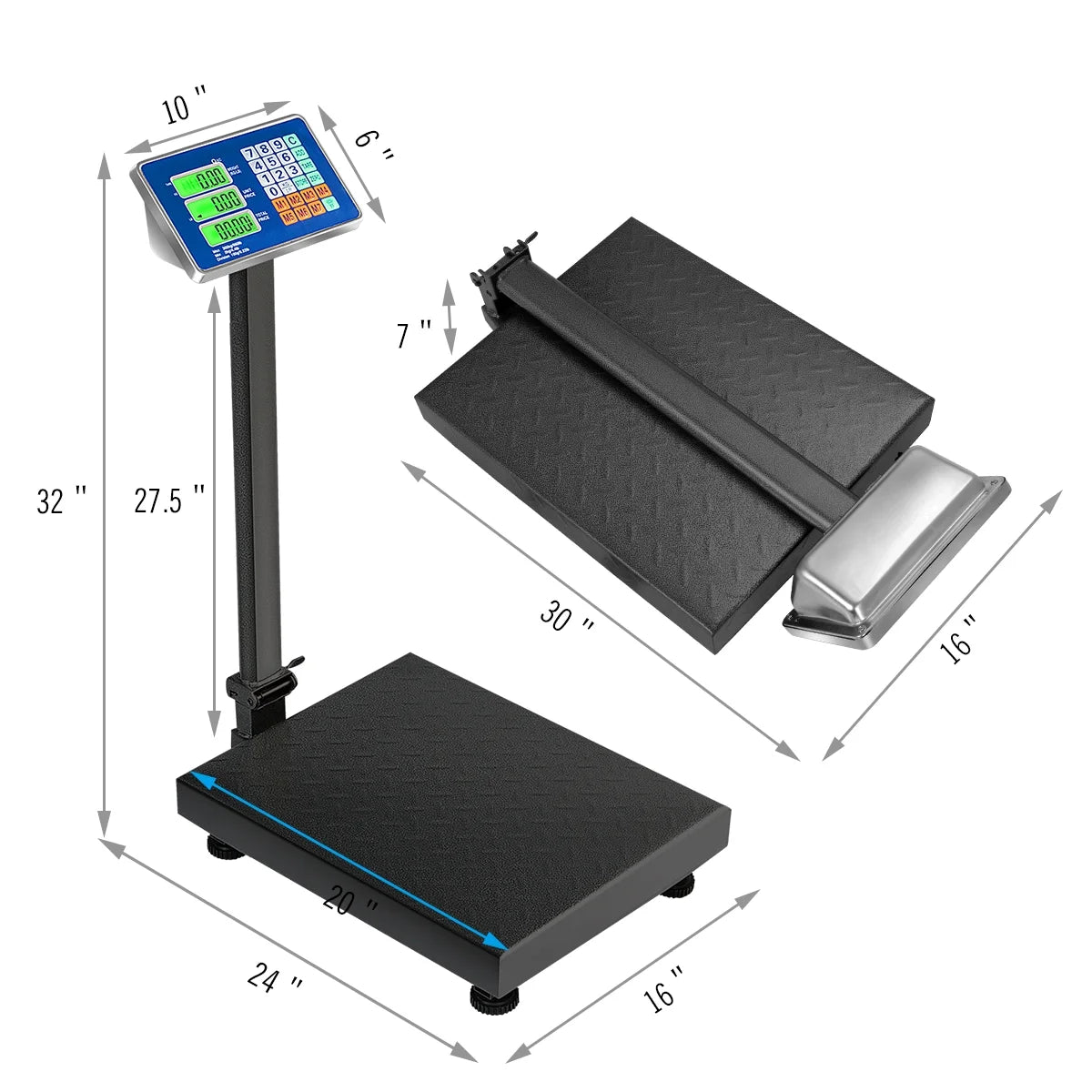 660Lbs Weight Platform Scale Digital Floor Folding Scale Postal Shipping Mailing