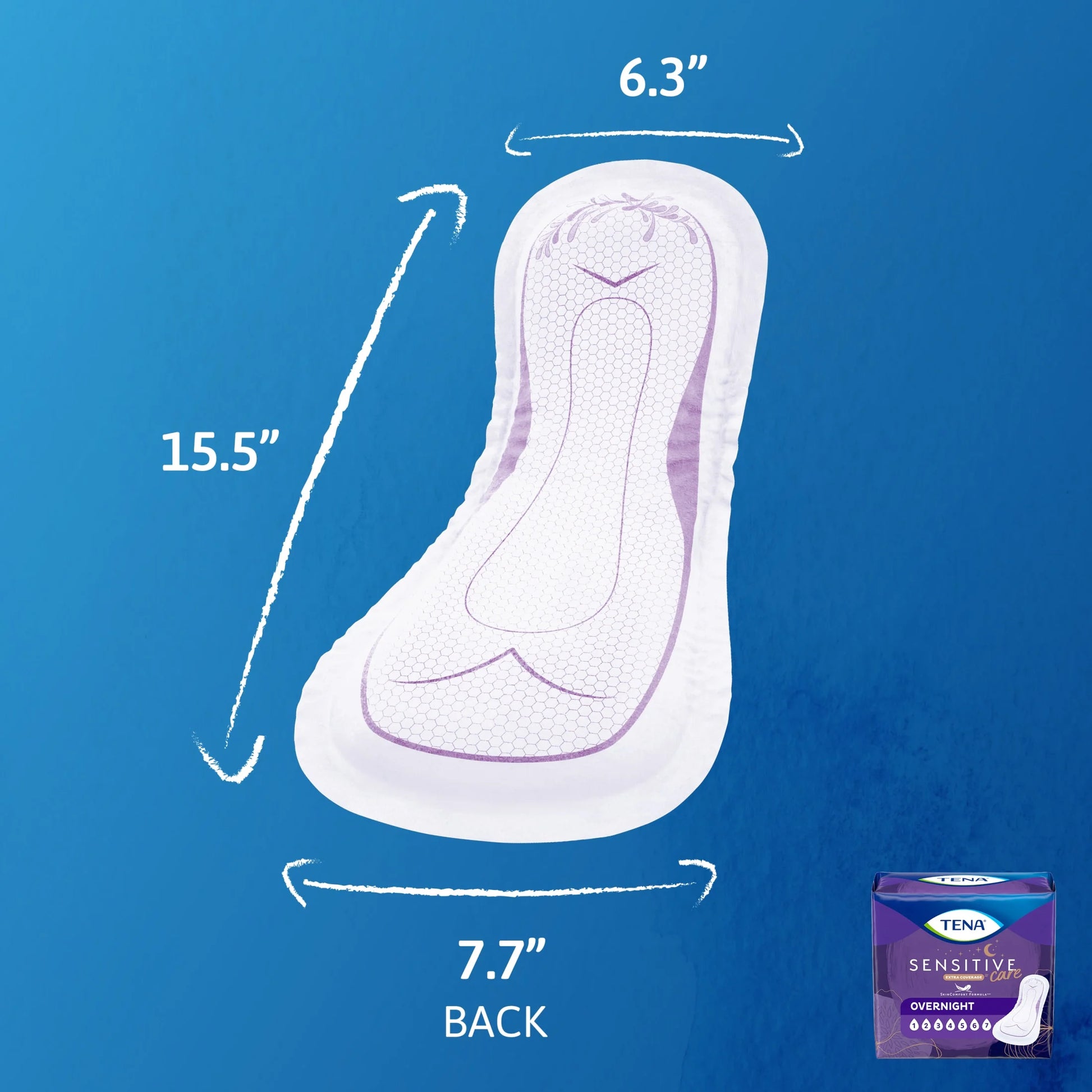 Sensitive Care Extra Coverage Overnight Incontinence Pads for Women, 90 Count