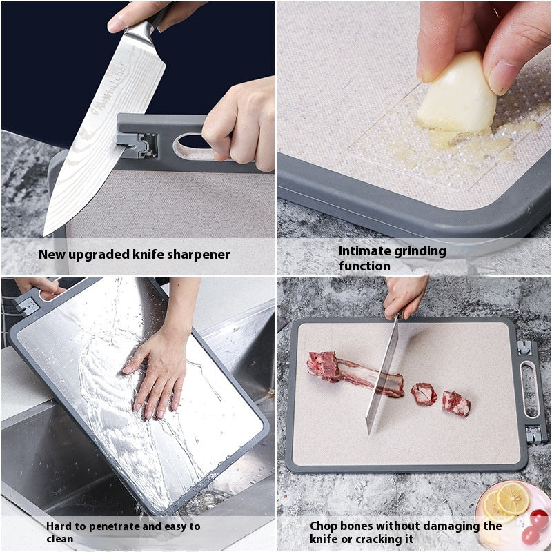 Double-Sided Cutting Board – 304 Stainless Steel & Plastic Chopping Board with Built-in Knife Sharpener | Square, Modern Kitchen Tool by AC Global Market