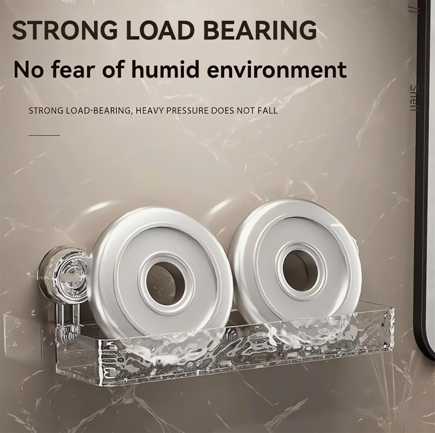 Corrugated Suction Cup Storage Holder Corner Shower Caddy Large Organizer Bathroom Shelf Clear Acrylic Shower Tray Shelves inside Floating Shower Wall Shelf Bath Basket Rack Heavy Duty (Rect-Clear)