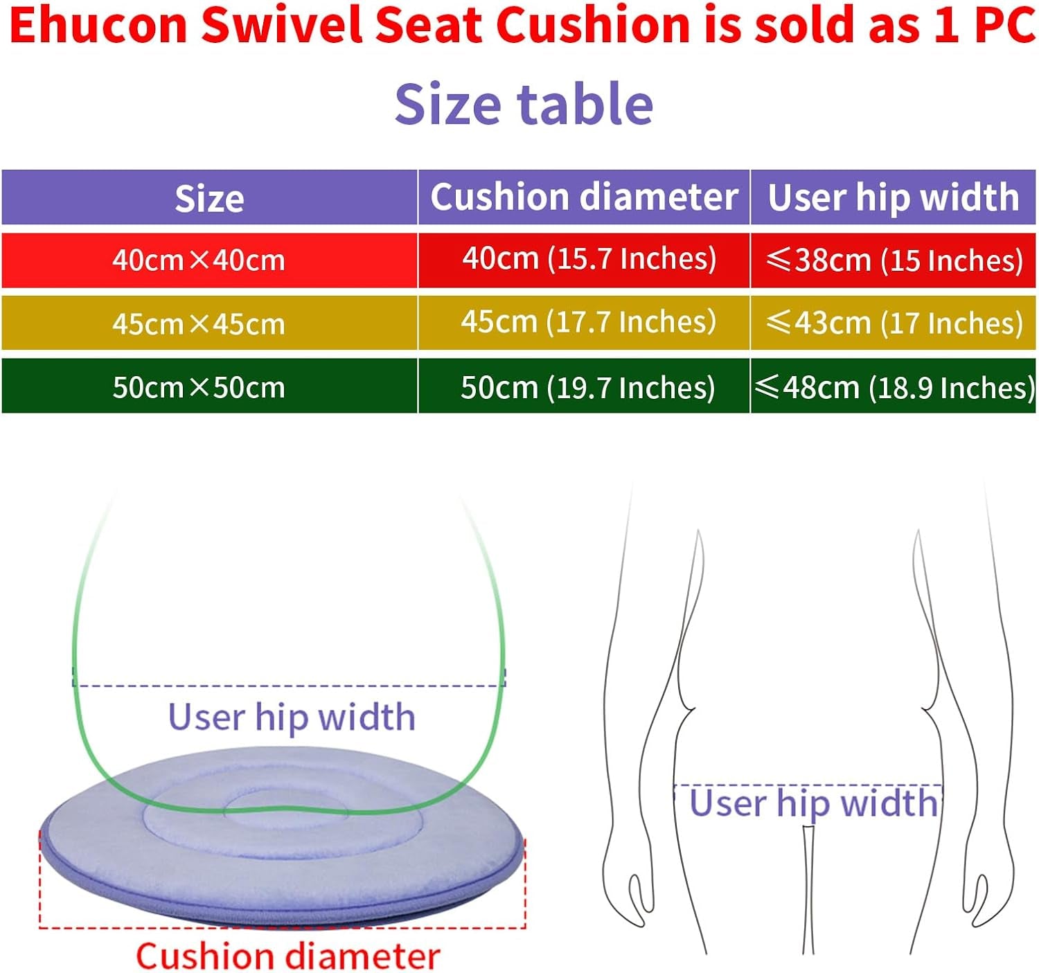 Swivel Seat Cushion 360 Degree Rotating Seat Cushion Light Weight Portable Pivot Disc Pad for Elderly, Pregnant Woman, Swivel Car Seat. Easy Turning from Bed to Wheelchair or Chair