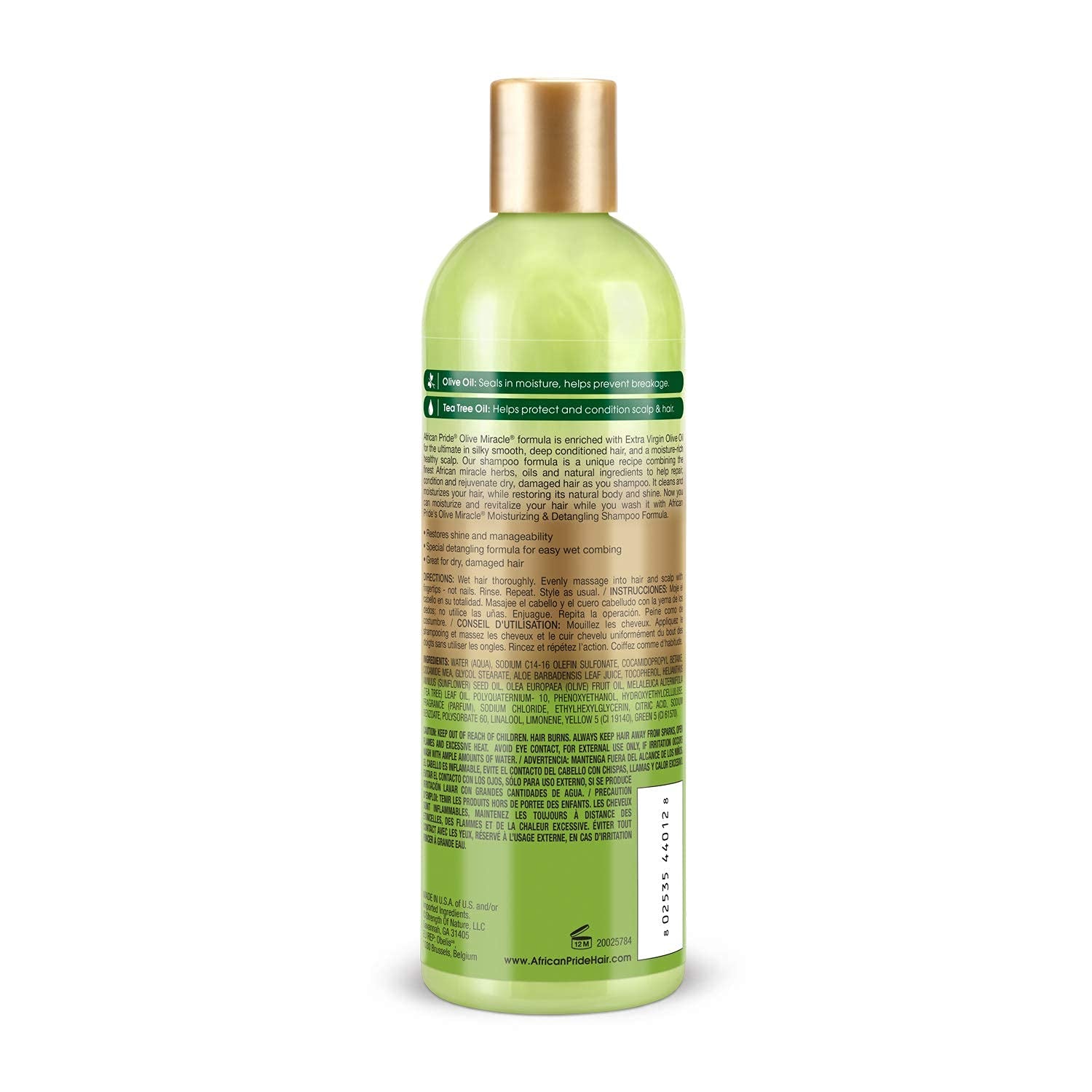 Olive Miracle Shampoo & Conditioner 2 In1 Formula (3 Pack) Enriched with Tea Tree and Olive Oil to Moisturize and Protect Hair and Scalp, 12Oz.