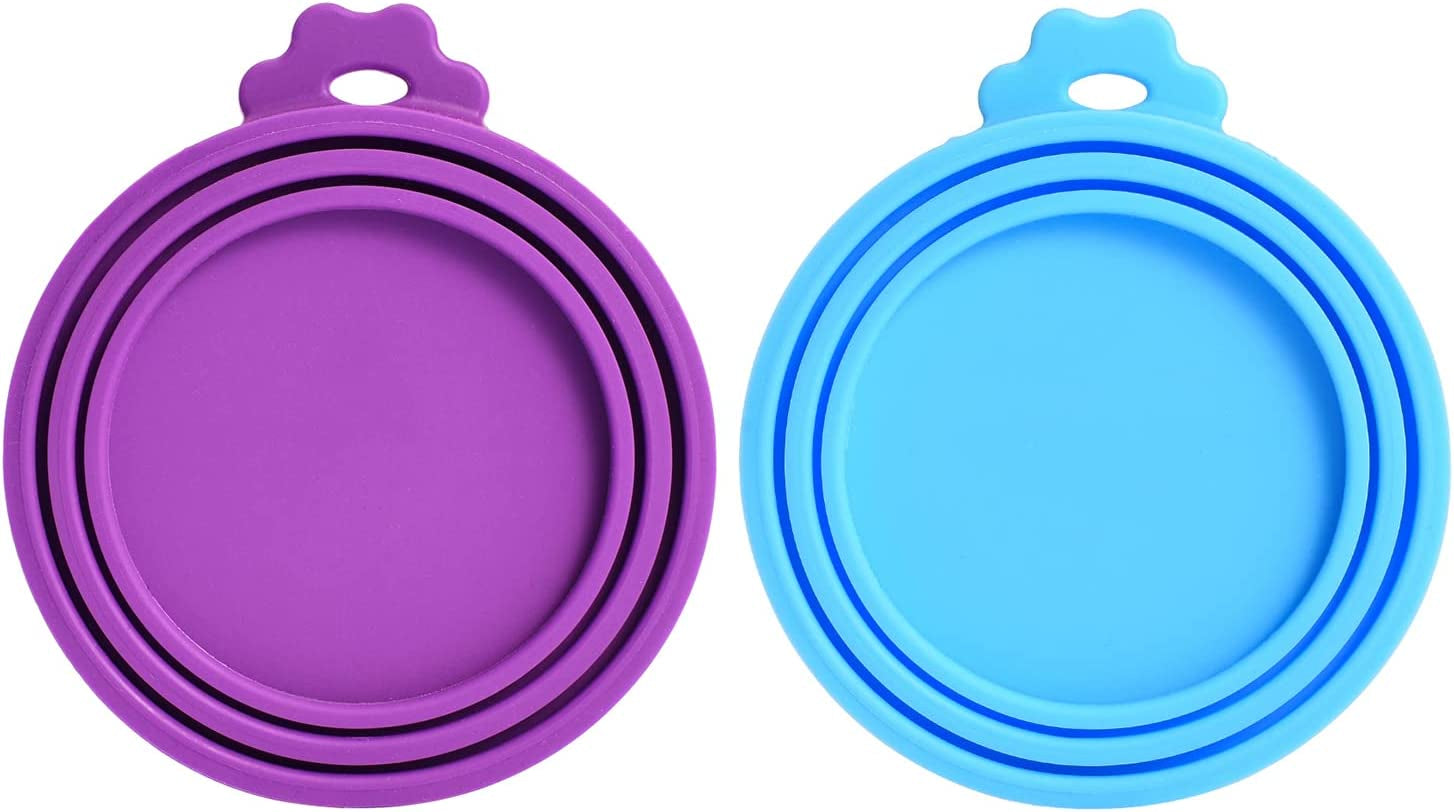 Pet Food Can Cover Silicone Can Lids for Dog and Cat Food(Universal Size,One Fit 3 Standard Size Food Cans),Blue and Green