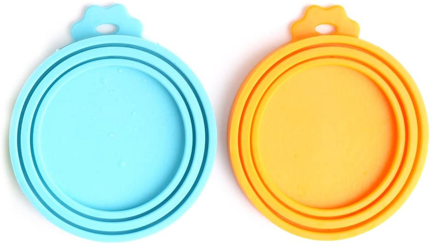 Pet Food Can Cover Silicone Can Lids for Dog and Cat Food(Universal Size,One Fit 3 Standard Size Food Cans),Blue and Green