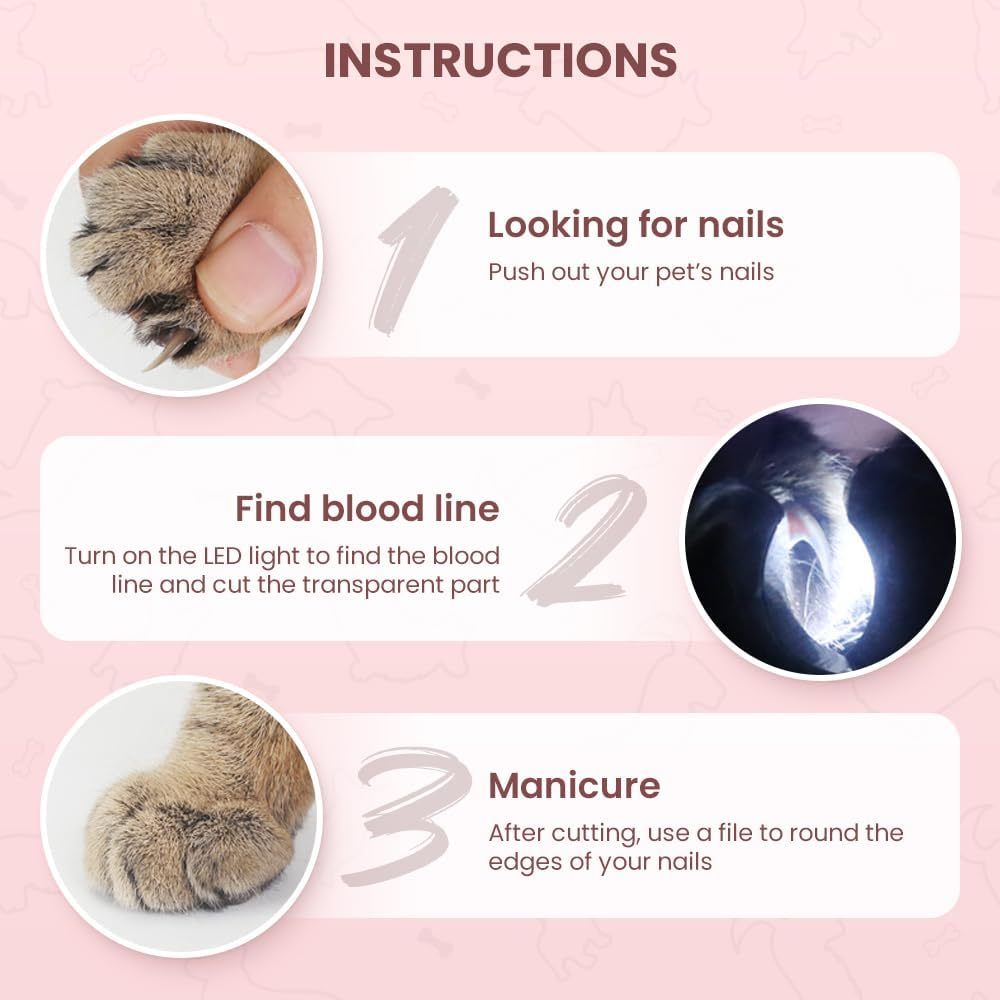 LED Pet Nail Clipper with Light – Safe & Easy Nail Trimming Tool for Cats and Dogs | Pain-Free Grooming Clippers for Pets