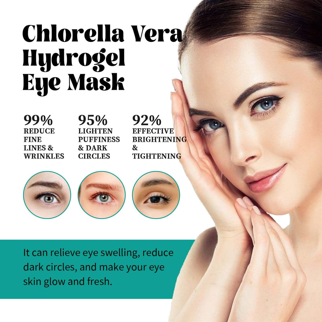 Hydrogel eye mask for hydration and puffiness relief