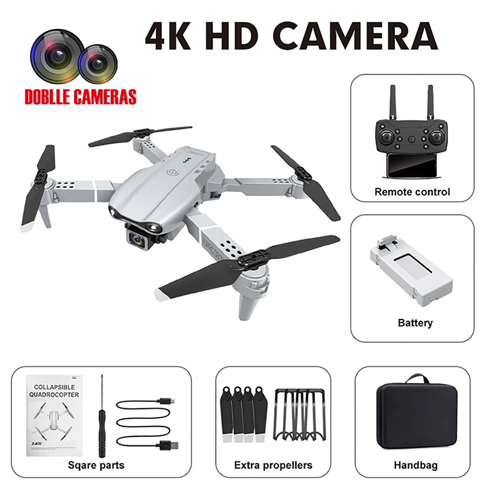 4K Foldable RC Drone with HD Dual Camera WIFI FPV Selfie Quadcopter ~~