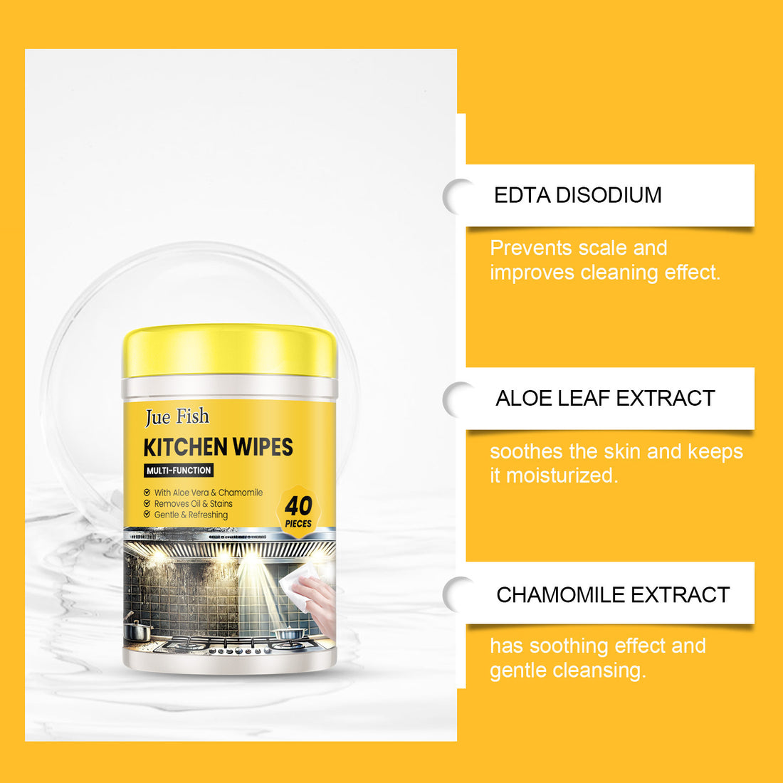 Multifunctional Kitchen Cleaning Wipes – 40pcs Non-Woven Degreasing Wet Wipes for Countertops, Stoves, Ovens & More