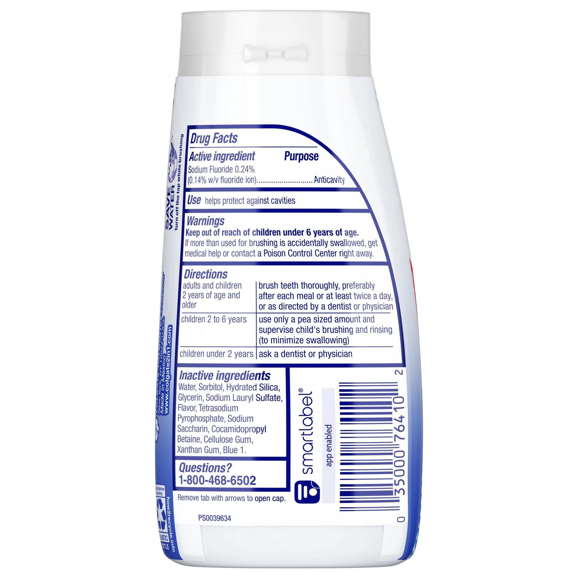 2 in 1 Toothpaste and Whitening Mouthwash, Mint, 4.6 Oz Squeeze Bottle