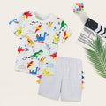 Cute Children Clothes Set Children'S Clothing Short Sleeved Suit Summer Boys' Short Sleeved Colorful (White, 3-4 Years)