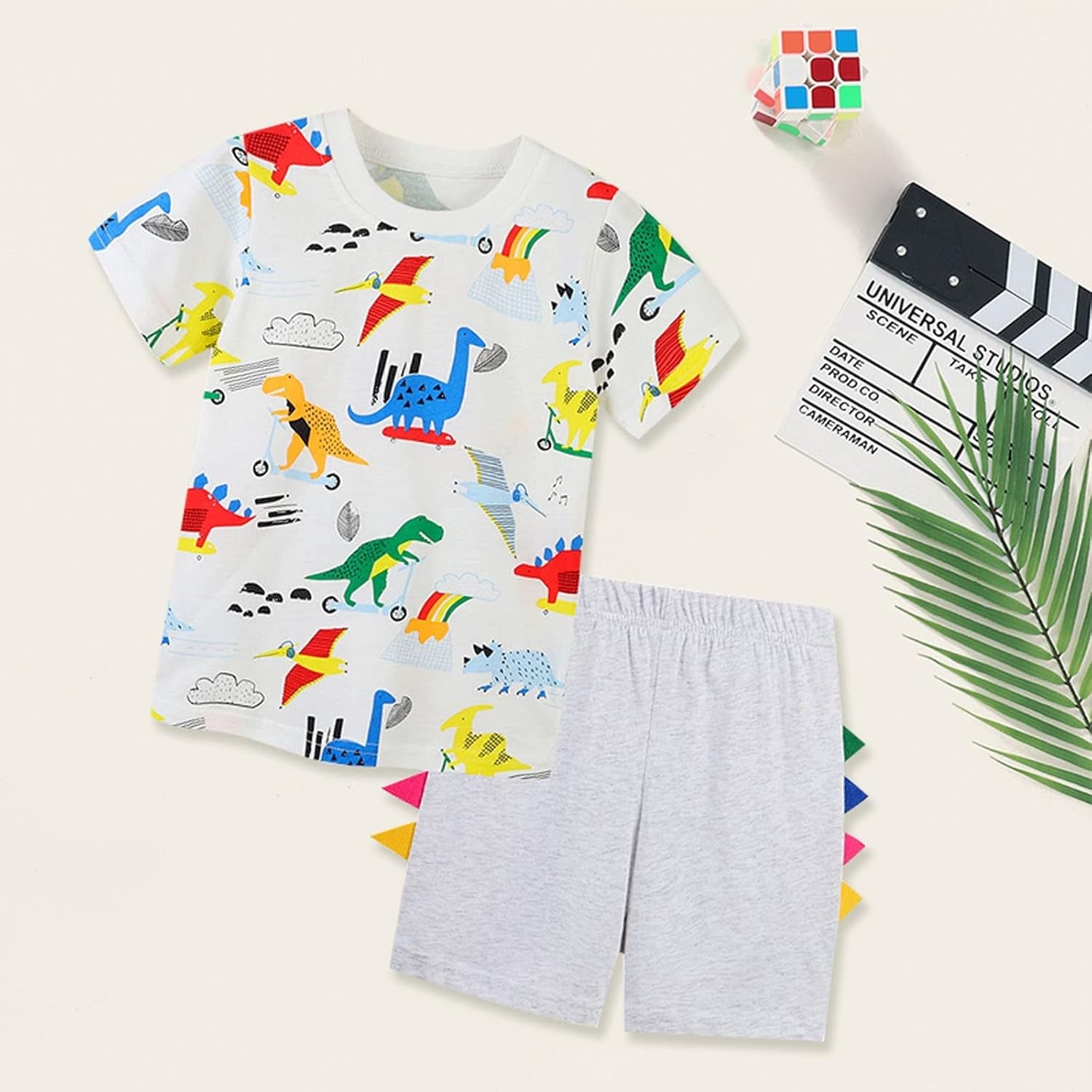 Cute Children Clothes Set Children'S Clothing Short Sleeved Suit Summer Boys' Short Sleeved Colorful (White, 3-4 Years)