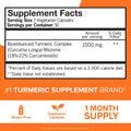 Turmeric Curcumin Capsules, 1000Mg Extra Strength Supplement, Patented Hydro-Soluble Technology, Alternative to Turmeric Curcumin with Black Pepper, 60 Veggie Capsules